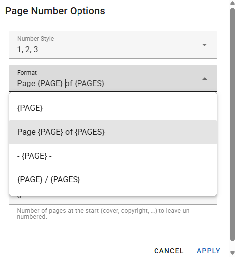 page number formats