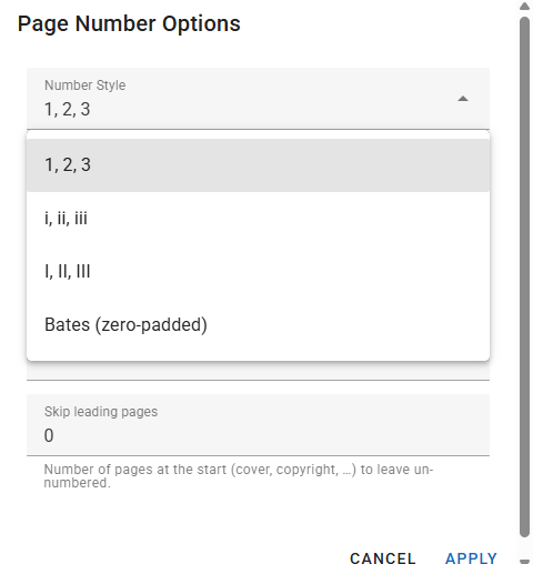 page number styles